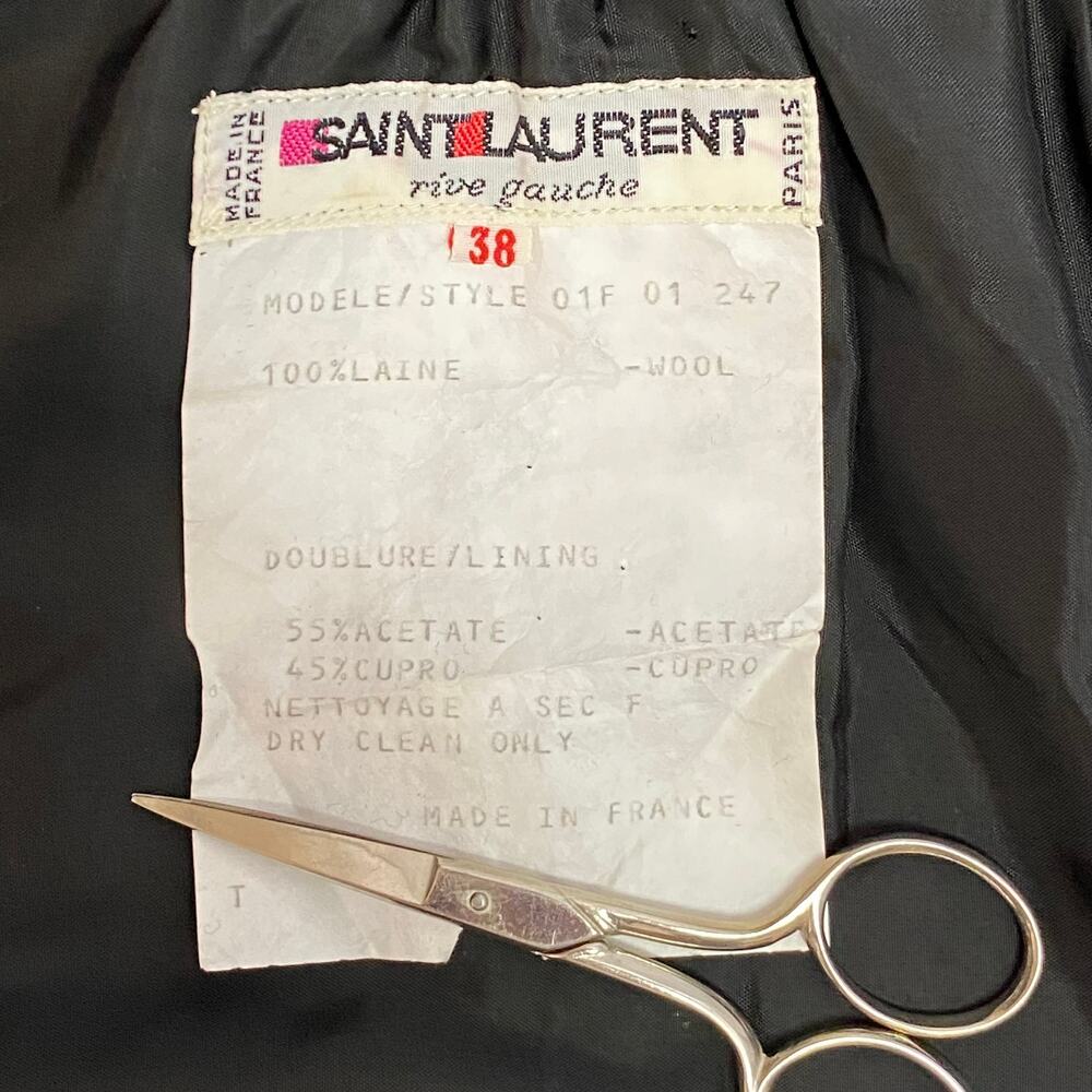 VINTAGE YSL Yves Saint Laurent Rive Gauche Green Plaid Wool Skirt Set FR 38 XS - Picture 15 of 15